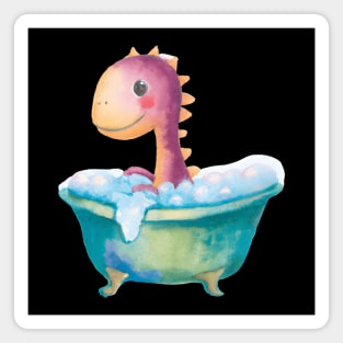 Cute Baby Dinosaur In Bathtub Magnet